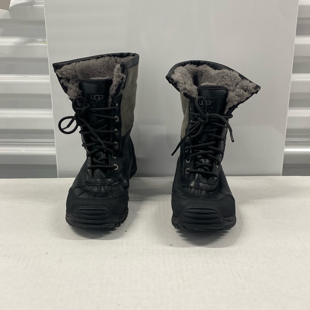 UGG Men Black/Gray Fur Vibram Leather Waterproof Snow Gore-Tex Boots Size 10 EUC - Picture 13 of 14